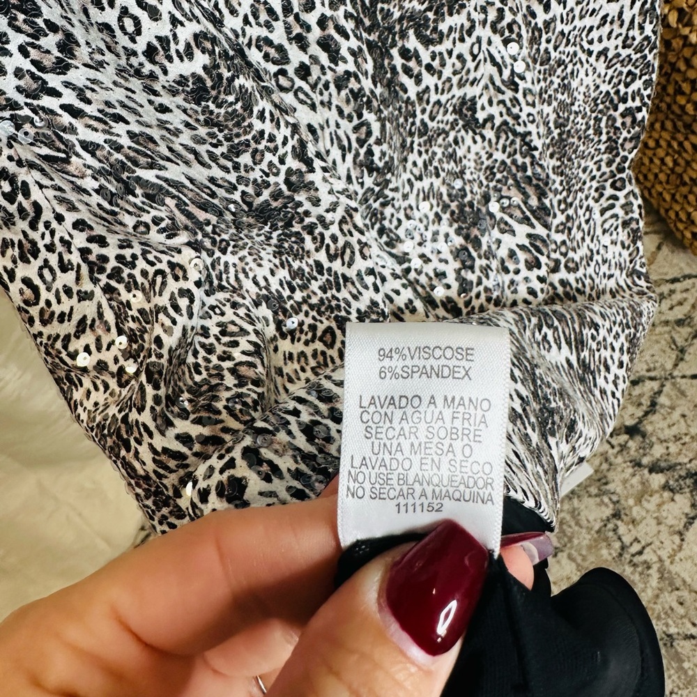 Alberto Makali women’s all over sequence, leopard print dress with double straps - Picture 11 of 17